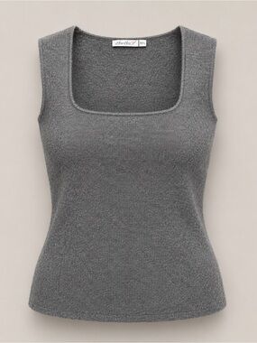 2Bella Merino Wool Blend Square Neck Sweater Tank Charcoal M/L NWT